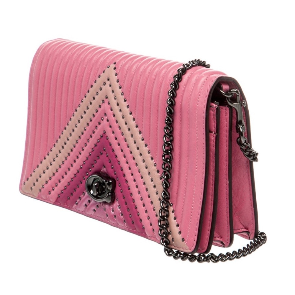 Coach 1941 Dinky Pink Multi Foldove Colorblock Quilted Leather w/ Rivets - Picture 3 of 17